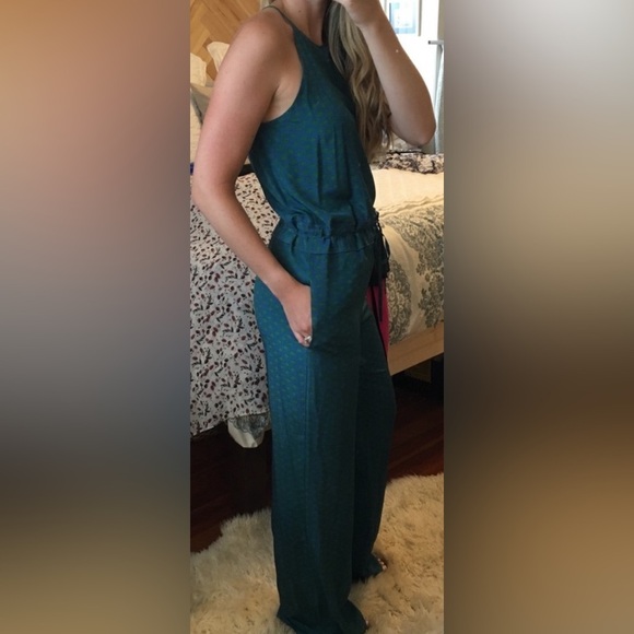 Diane Von Furstenberg DVF Silk Davin Jumpsuit Wide Leg Sleeveless Green Blue 14 - Picture 6 of 16